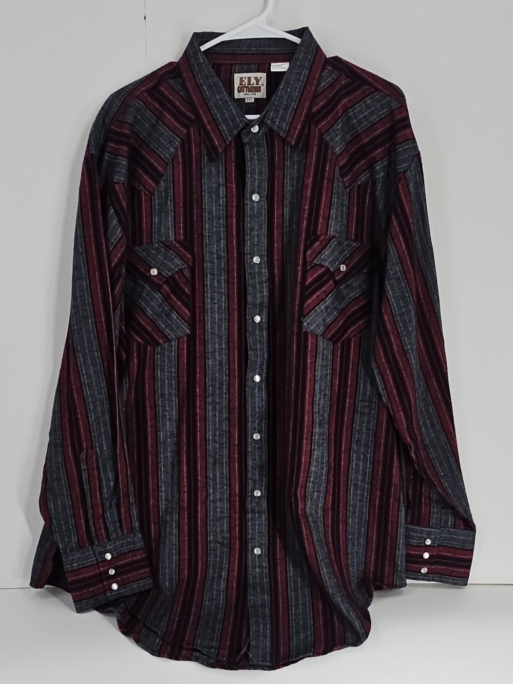 ELY Western Men's Striped Snap-Front Shirt XL